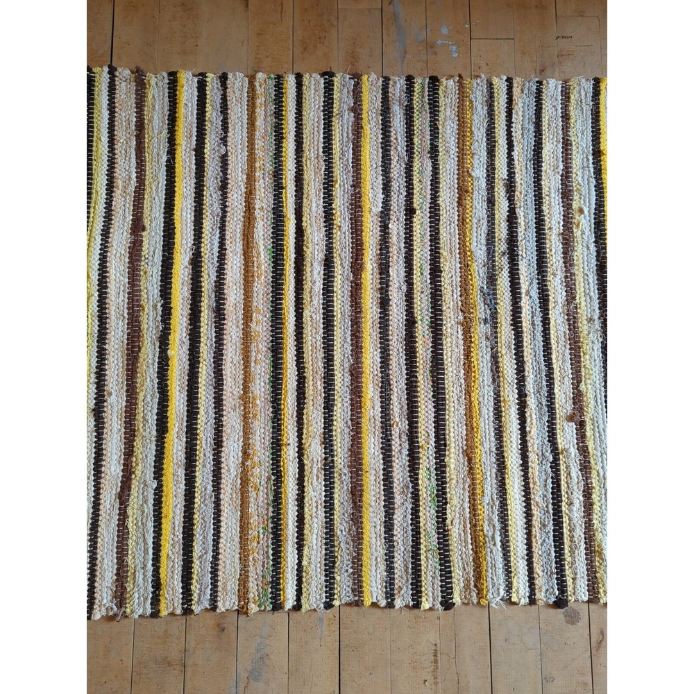 Antique Imported Swedish Hand Made Rag Rug Runner (26 x 188" ) Very Pretty - Picture 3 of 11